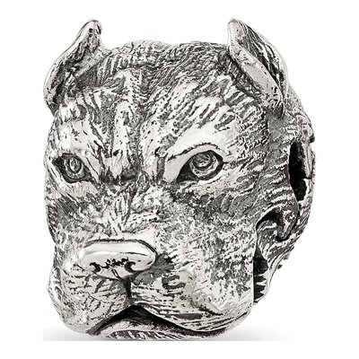 Sterling Silver Antiqued Pitbull Bead