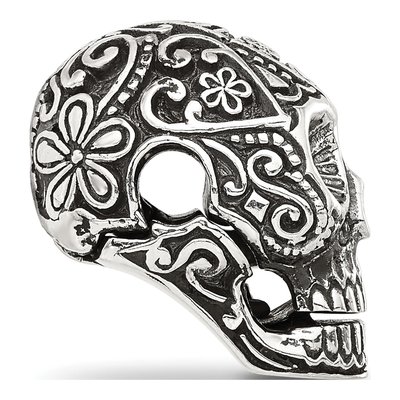 Sterling Silver Antiqued Mexican Skull Bead – view 3