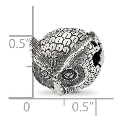 Sterling Silver Antiqued Owl Bead – view 6