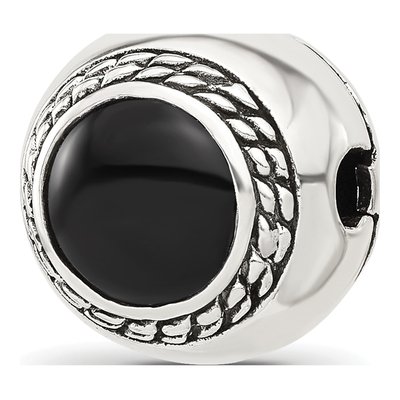 Sterling Silver Onyx Lucky Bead