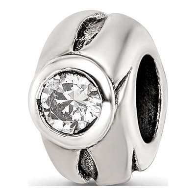 Sterling Silver CZ Bead