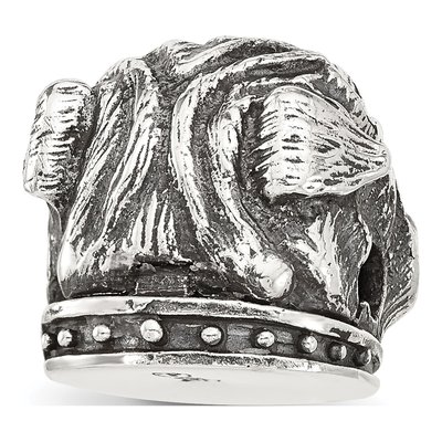 Sterling Silver Antiqued Bulldog Bead – view 5