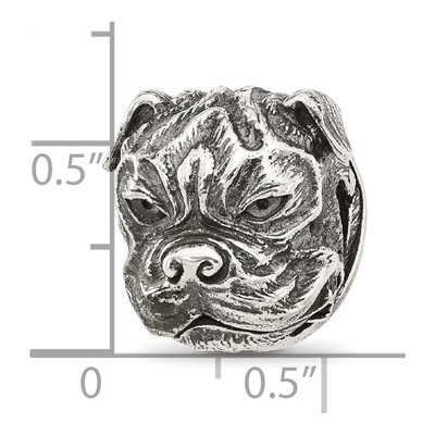 Sterling Silver Antiqued Bulldog Bead – view 7