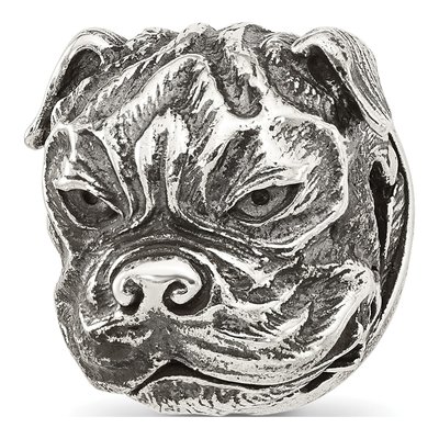 Sterling Silver Antiqued Bulldog Bead