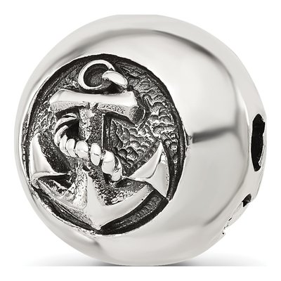 Sterling Silver Anchor Circle Bead