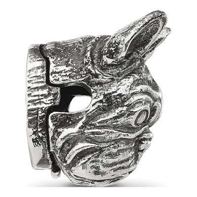 Sterling Silver Antiqued Bulldog Head Bead – view 3