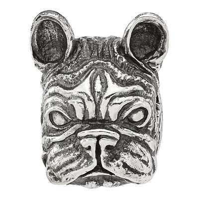 Sterling Silver Antiqued Bulldog Head Bead – view 4