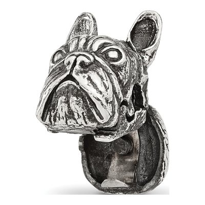 Sterling Silver Antiqued Bulldog Head Bead – view 6
