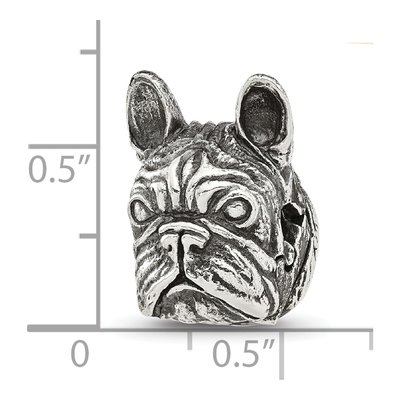 Sterling Silver Antiqued Bulldog Head Bead – view 7