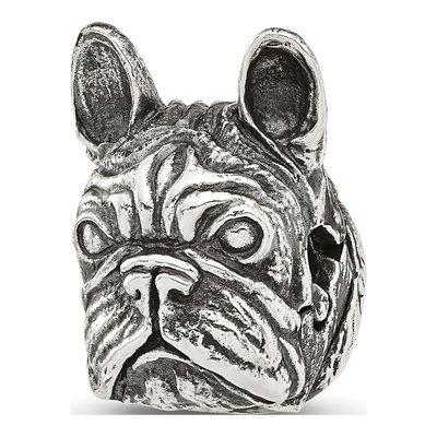 Sterling Silver Antiqued Bulldog Head Bead