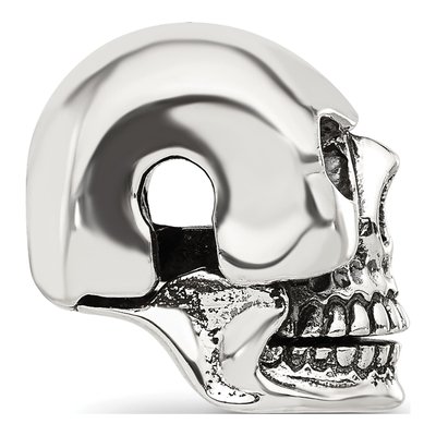 Sterling Silver Antiqued Skull Bead – view 3