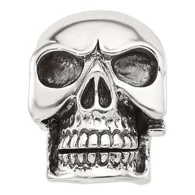 Sterling Silver Antiqued Skull Bead – view 4