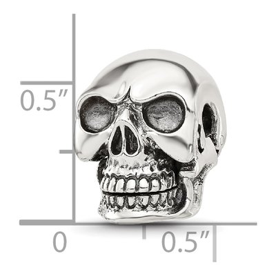 Sterling Silver Antiqued Skull Bead – view 7