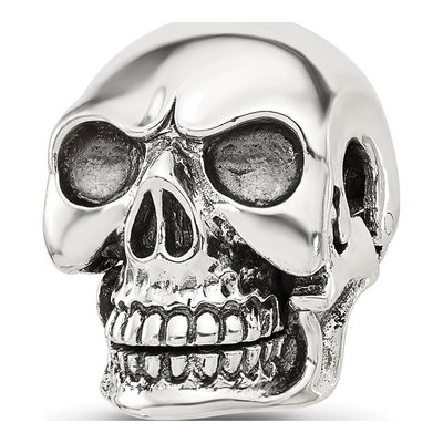 Sterling Silver Antiqued Skull Bead