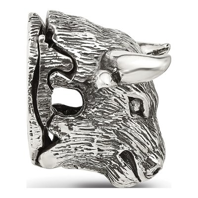 Sterling Silver Antiqued Fighting Bull Head Bead – view 3