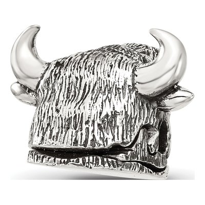 Sterling Silver Antiqued Fighting Bull Head Bead – view 5