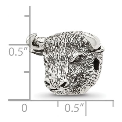 Sterling Silver Antiqued Fighting Bull Head Bead – view 7