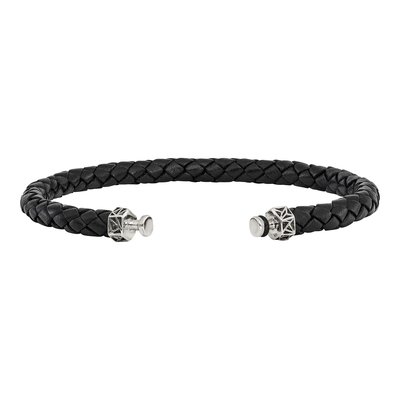 Sterling Silver Black Leather Bracelet – view 3