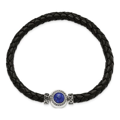 Sterling Silver Black Leather Bracelet – view 5