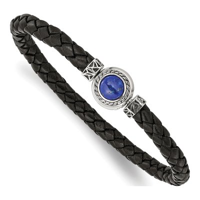 Sterling Silver Black Leather Bracelet – view 6