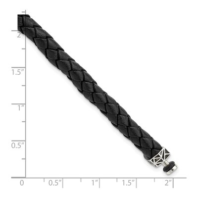 Sterling Silver Black Leather Bracelet – view 7