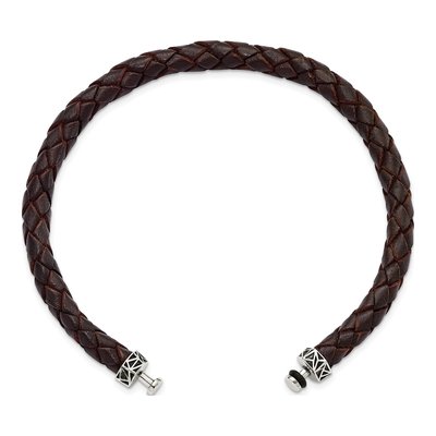 Sterling Silver Brown Leather Bracelet – view 4