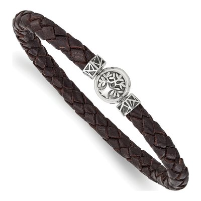 Sterling Silver Brown Leather Bracelet – view 6