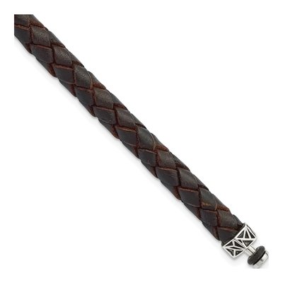 Sterling Silver Brown Leather Bracelet