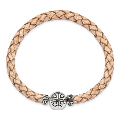 Sterling Silver Tan Leather Bracelet – view 5