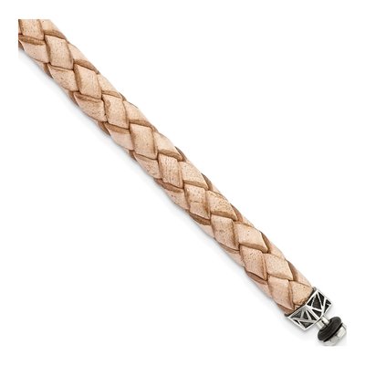 Sterling Silver Tan Leather Bracelet