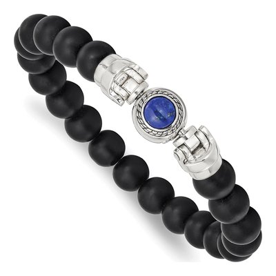 Sterling Silver Onyx Beaded Bracelet – view 6