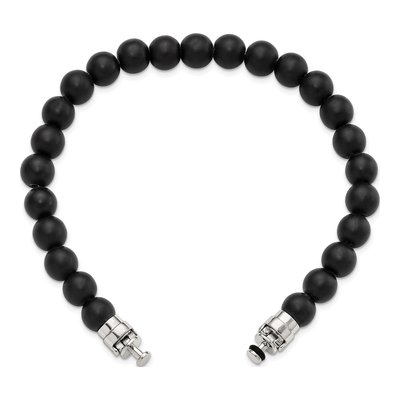 Sterling Silver Onyx Matte Beaded Bracelet – view 2