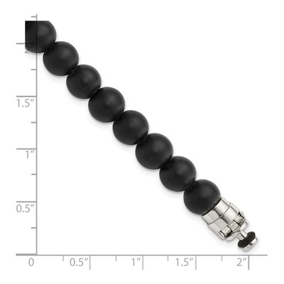 Sterling Silver Onyx Matte Beaded Bracelet – view 7