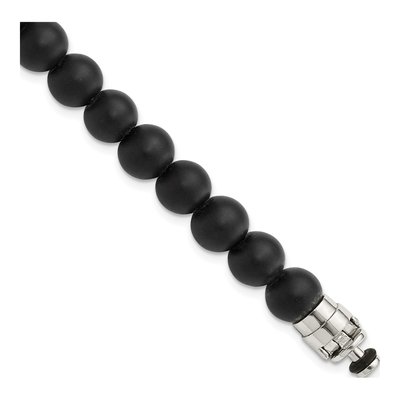 Sterling Silver Onyx Matte Beaded Bracelet