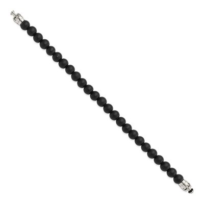 Sterling Silver Onyx Matte Beaded Not Included Bracelet – view 2