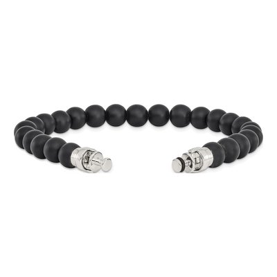 Sterling Silver Onyx Matte Beaded Not Included Bracelet – view 3