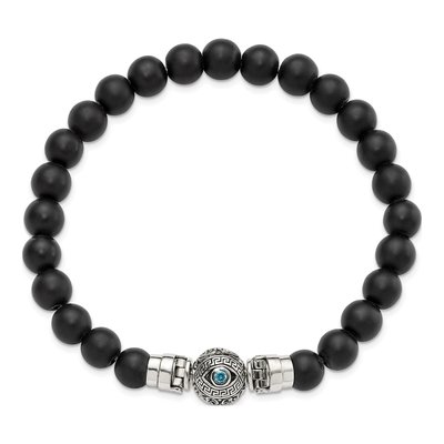 Sterling Silver Onyx Matte Beaded Not Included Bracelet – view 5