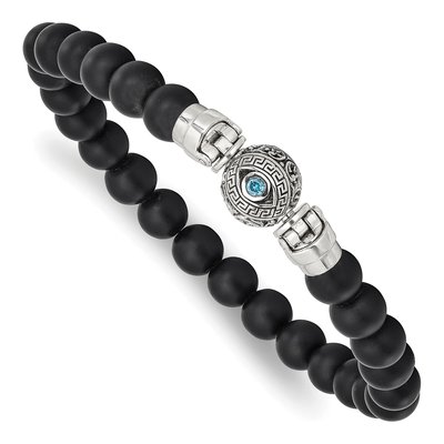 Sterling Silver Onyx Matte Beaded Not Included Bracelet – view 6