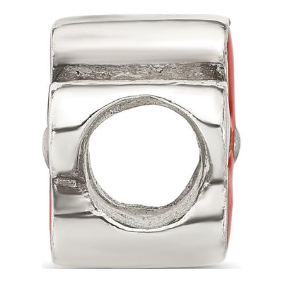 Sterling Silver Red Enamel Flower Bead – view 3