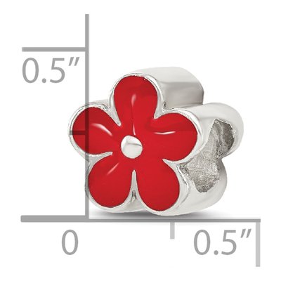Sterling Silver Red Enamel Flower Bead – view 5