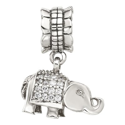 Sterling Silver CZ Elephant Dangle Bead – view 4