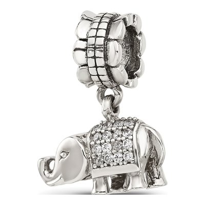 Sterling Silver CZ Elephant Dangle Bead – view 5