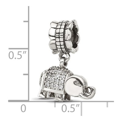 Sterling Silver CZ Elephant Dangle Bead – view 6