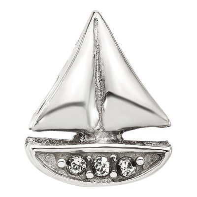 Sterling Silver Crystal Sailboat Bead – view 5