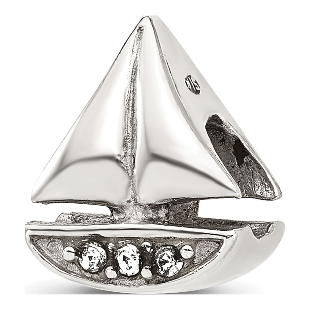 Sterling Silver Crystal Sailboat Bead