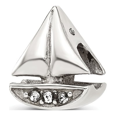 Sterling Silver Crystal Sailboat Bead