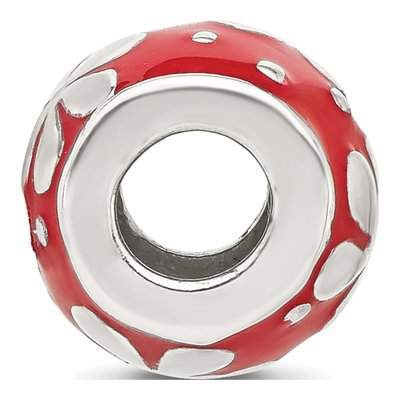 Sterling Silver Red Enamel Floral Bead – view 3