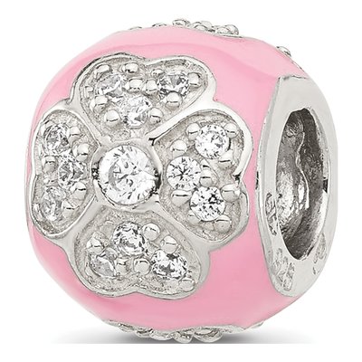 Sterling Silver CZ Floral Bead