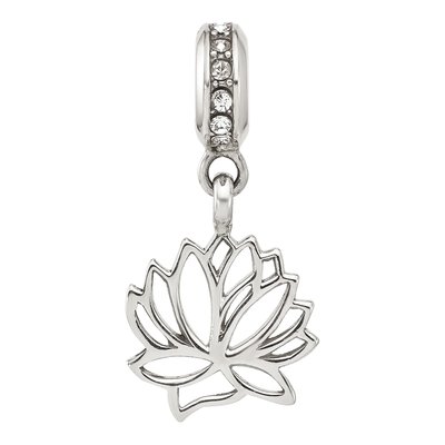Sterling Silver Crystal Lotus Dangle Bead – view 4