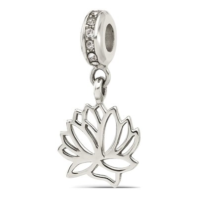 Sterling Silver Crystal Lotus Dangle Bead – view 5